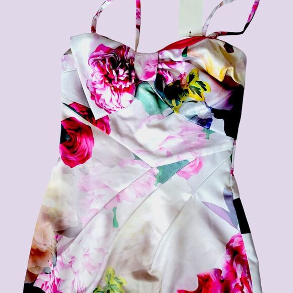 New Lipsy Body-Con Dress Bandeau Floral Sheath Strapless Exposed Zipper‎ US 4 - Picture 9 of 10